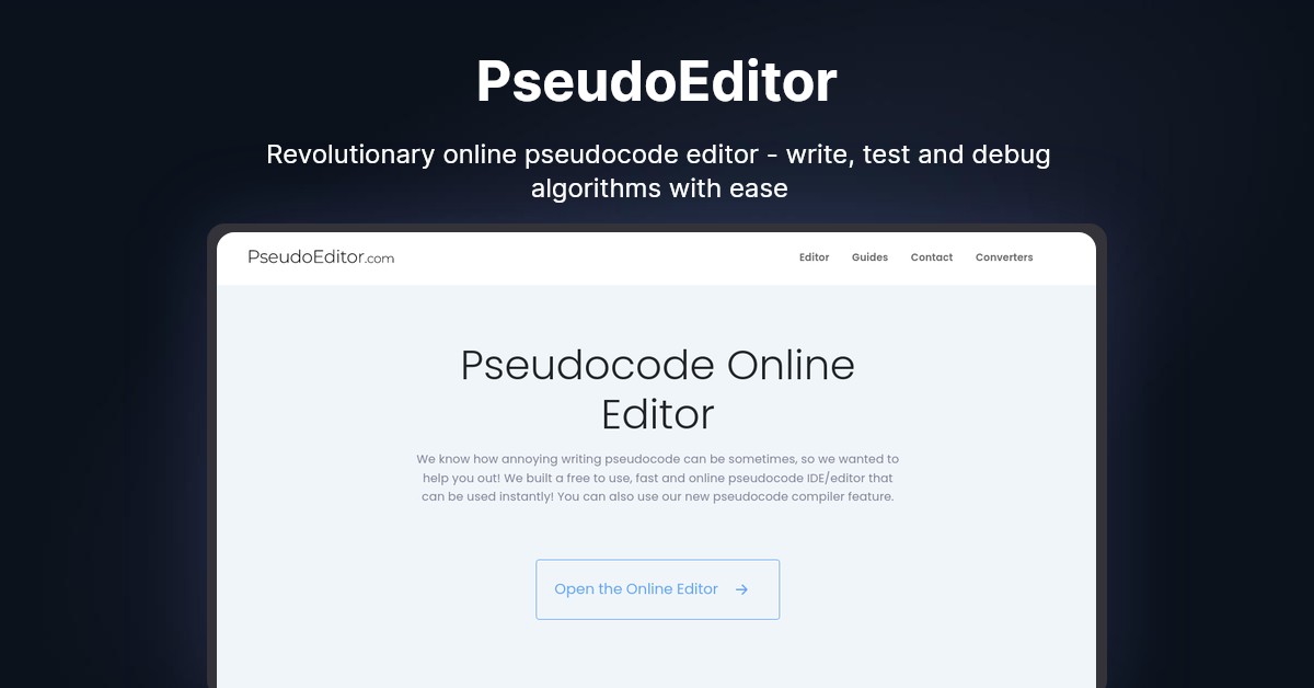 PseudoEditor: Online Pseudocode Editor with Compiler & Syntax ...
